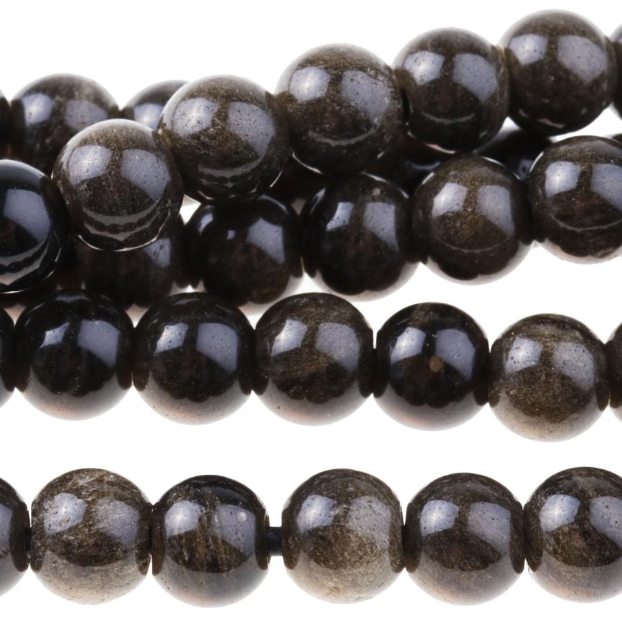 Golden Obsidian 8mm Large Hole Round 8-Inch