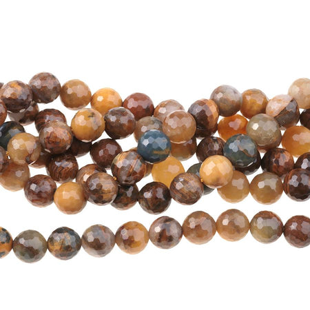 Golden Pietersite 8mm Faceted Round 15-16 Inch