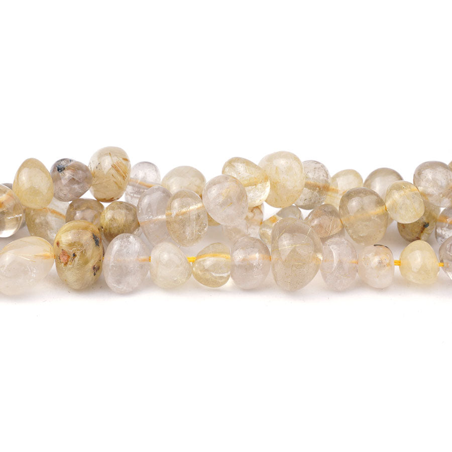 6-13X7-10mm Gold Rutilated Quartz Natural Nugget SD - 15-16 Inch - Goody Beads