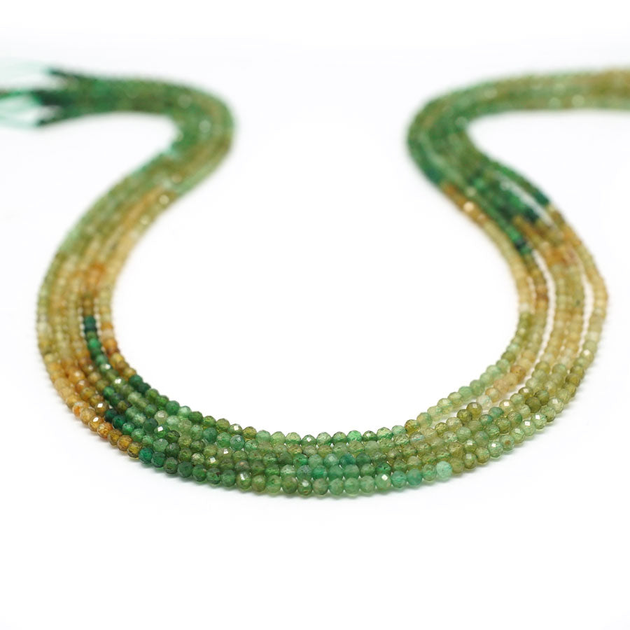 Green Tourmaline Faceted, Banded 2mm Round - 15-16 Inch - Goody Beads