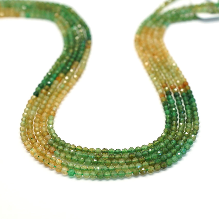 Green Tourmaline Faceted, Banded 3mm Round - 15-16 Inch - Goody Beads