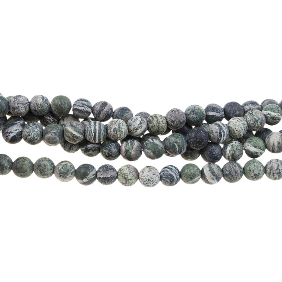 MATTE Green Zebra Jasper 6mm Round 15-16 Inch