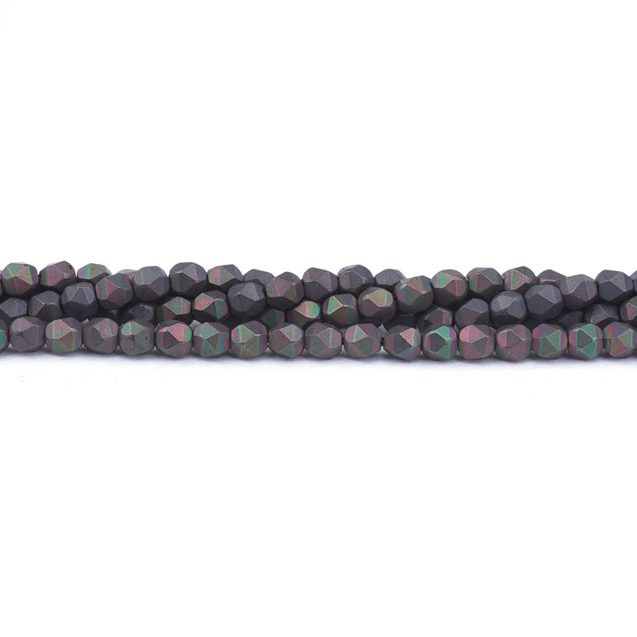 Hematite 4mm Rainbow Black Plated Matte Round Star Cut - Limited Editions - Goody Beads