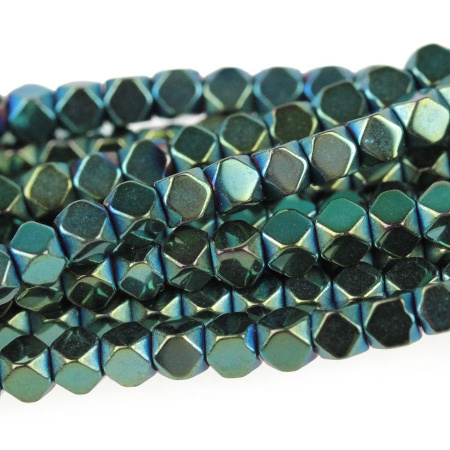 Hematite Green Plated 2mm Cut Cube 15-16 Inch