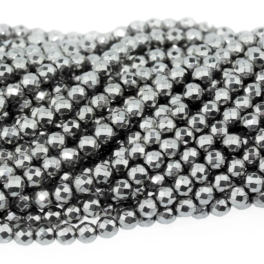 Hematite Steel Plated 3mm Faceted Round 15-16 Inch