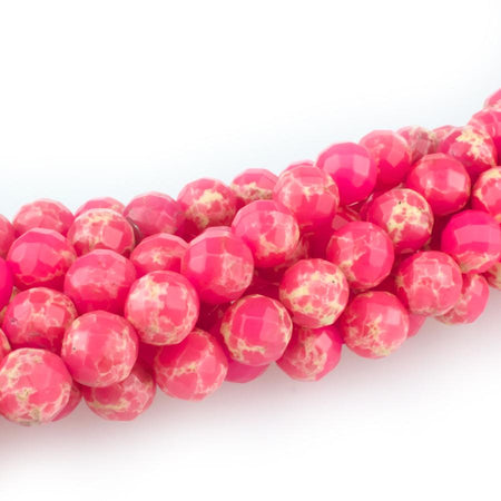 Hot Pink Impression Jasper 8mm Faceted Round 15-16 Inch (Dyed)