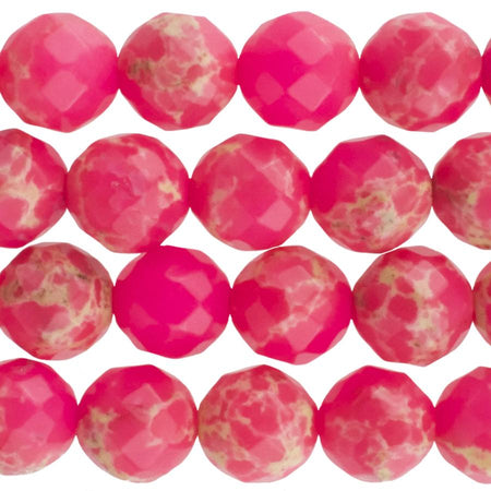 Hot Pink Impression Jasper 8mm Faceted Round 15-16 Inch (Dyed)