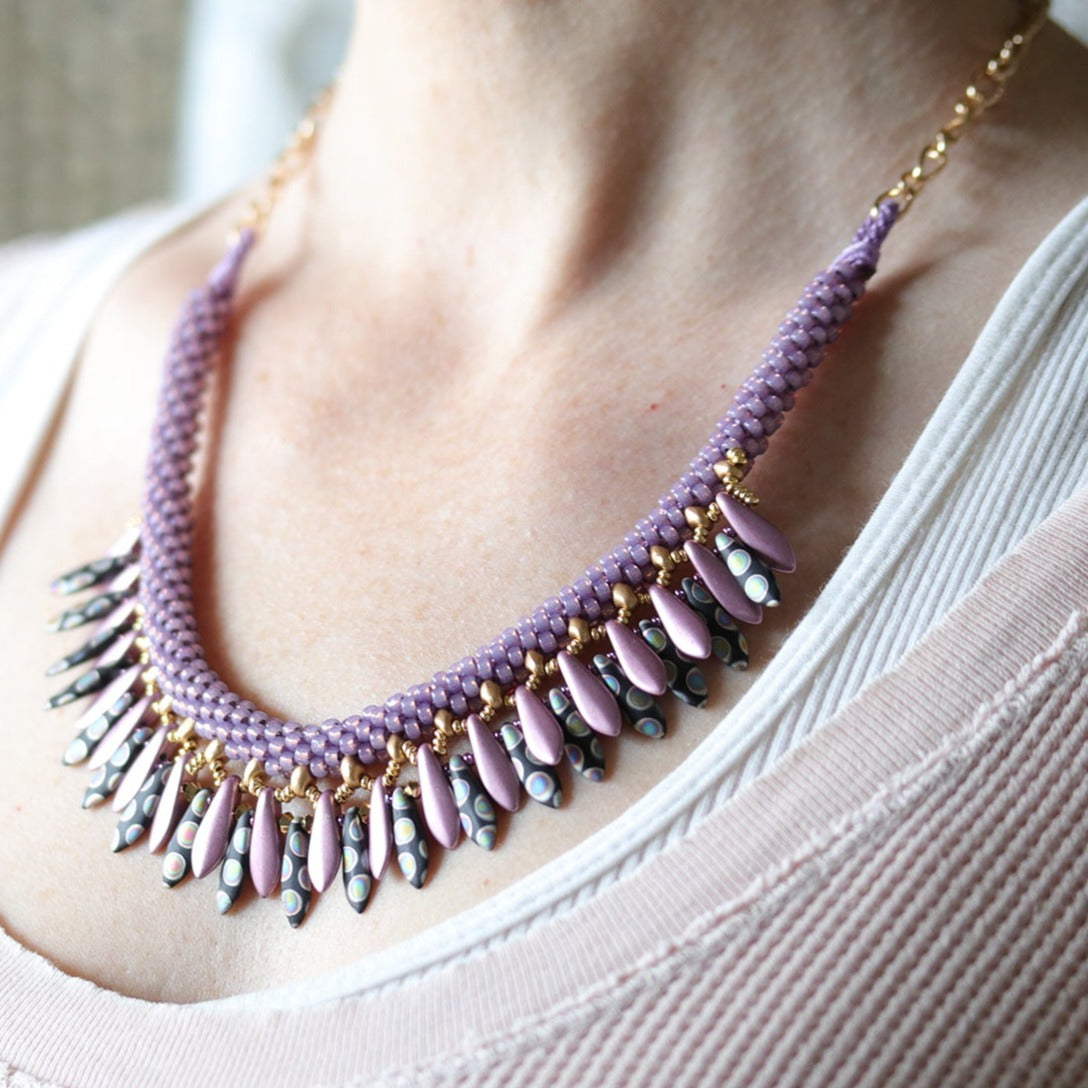 Purple Dagger Fringe Kumihimo Necklace Kit From Maggie T Designs - Goody Beads