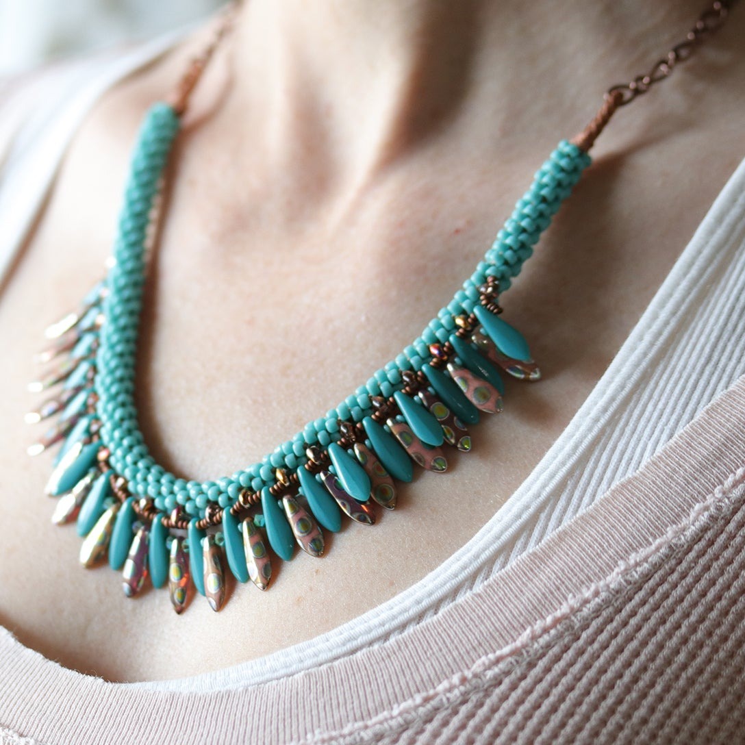 Turquoise Dagger Fringe Kumihimo Necklace Kit From Maggie T Designs - Goody Beads
