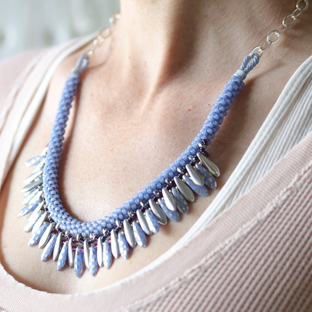 Periwinkle Dagger Fringe Kumihimo Necklace Kit From Maggie T Designs - Goody Beads