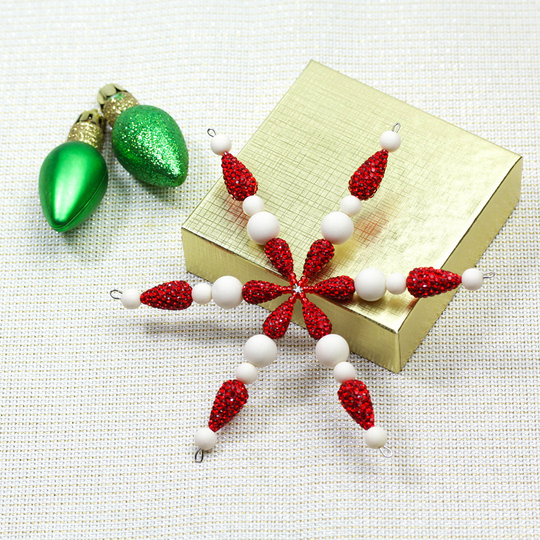 Satin and Sparkle Snowflake Kit - Red - Goody Beads