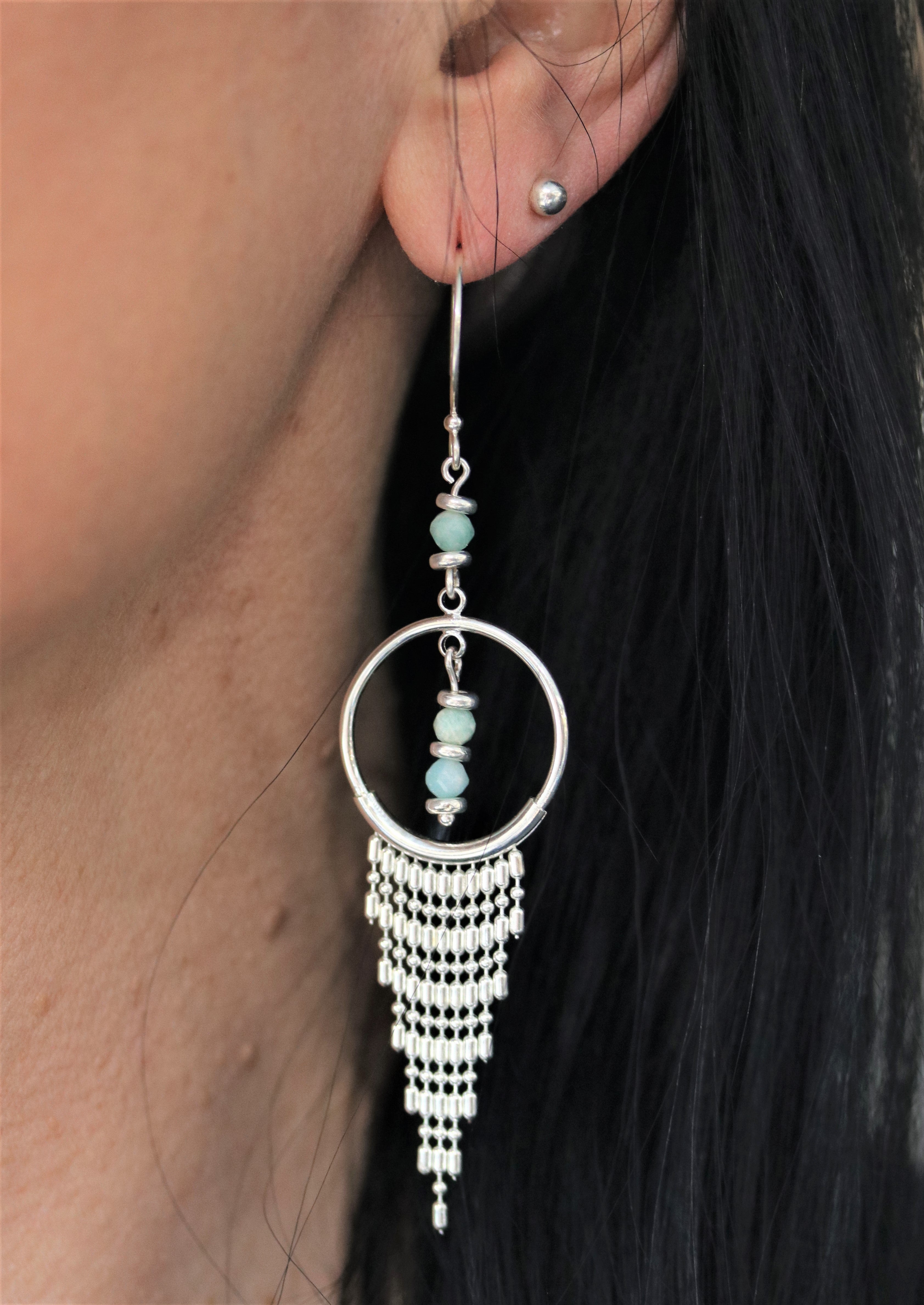 INSTRUCTIONS for DIY Fabulous Fringe Earrings - Silver and Amazonite - Goody Beads