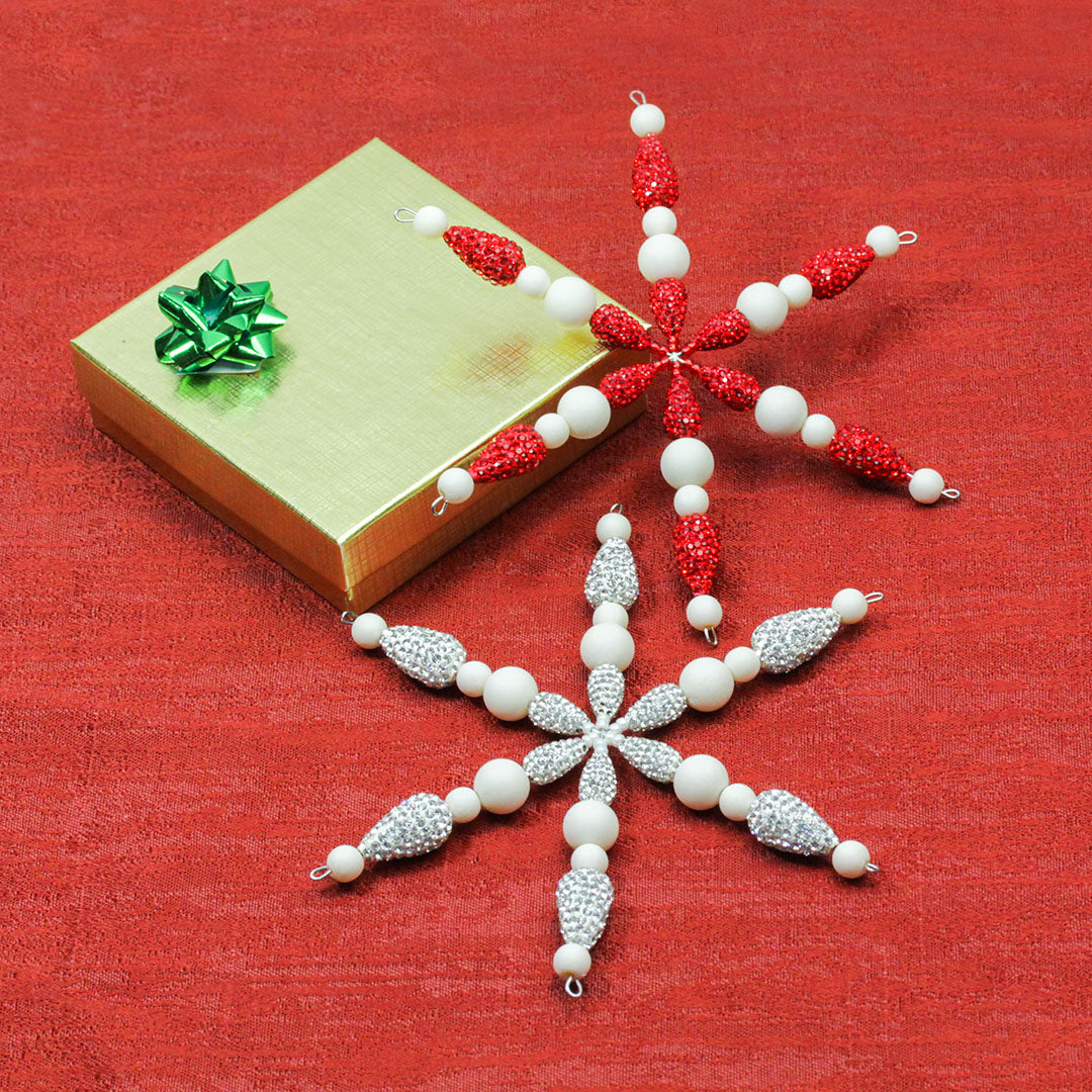 Satin and Sparkle Snowflake Kit - Red - Goody Beads