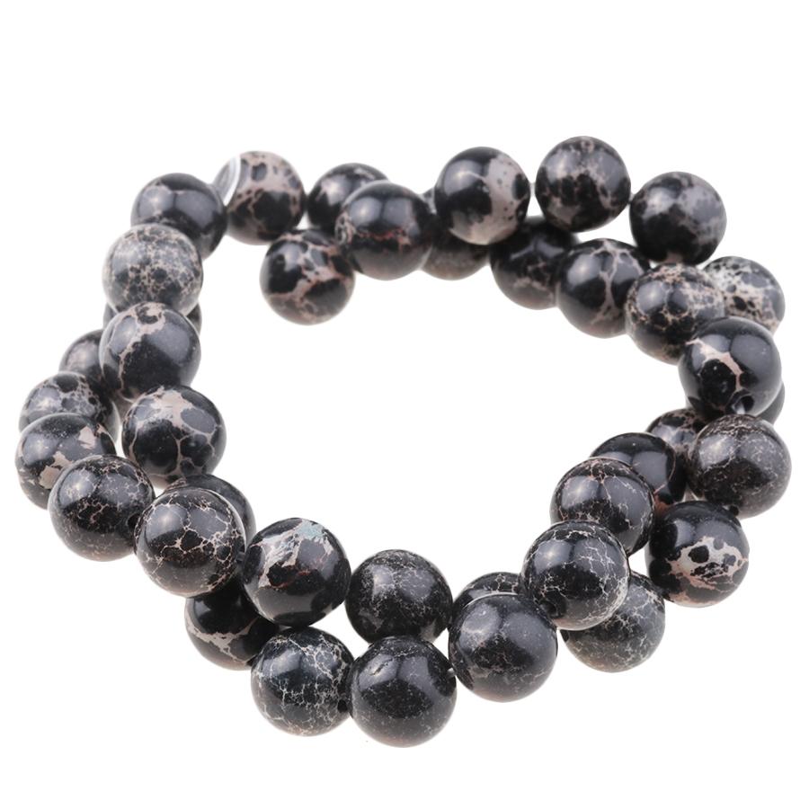 Black Impression Jasper (dyed) 10mm Round 15-16"