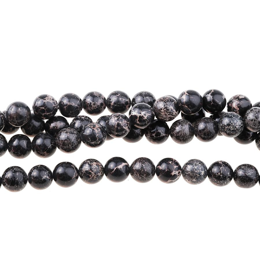 Black Impression Jasper (dyed) 10mm Round 15-16"