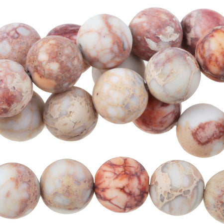 MATTE Natural White Impression Jasper 10mm Round 15-16 Inch