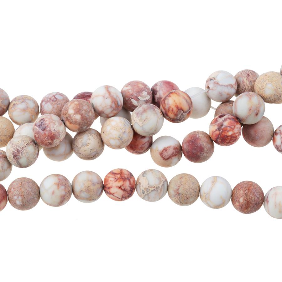 MATTE Natural White Impression Jasper 10mm Round 15-16 Inch