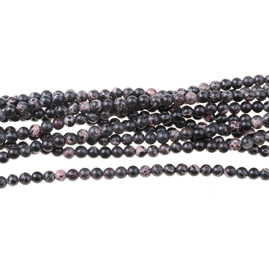 Black Impression Jasper (dyed) 4mm Round 15-16"