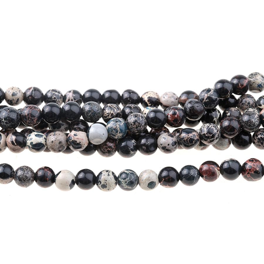 Black Impression Jasper (dyed) 6mm Round 15-16"