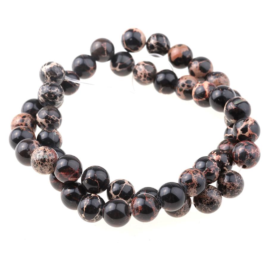 Black Impression Jasper (dyed) 8mm Round 15-16"