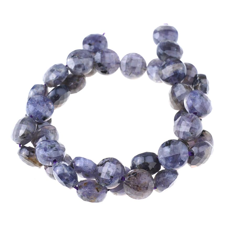 Iolite Diamond Cut, Faceted 10mm Coin - 15-16 Inch