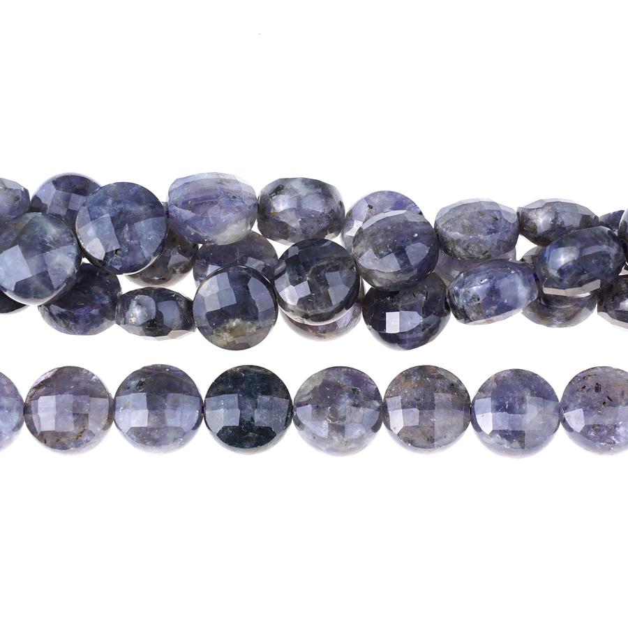 Iolite Diamond Cut, Faceted 10mm Coin - 15-16 Inch