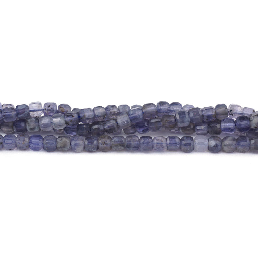 4mm Iolite Natural Table Cut Cube A Grade - 15-16 Inch - Goody Beads