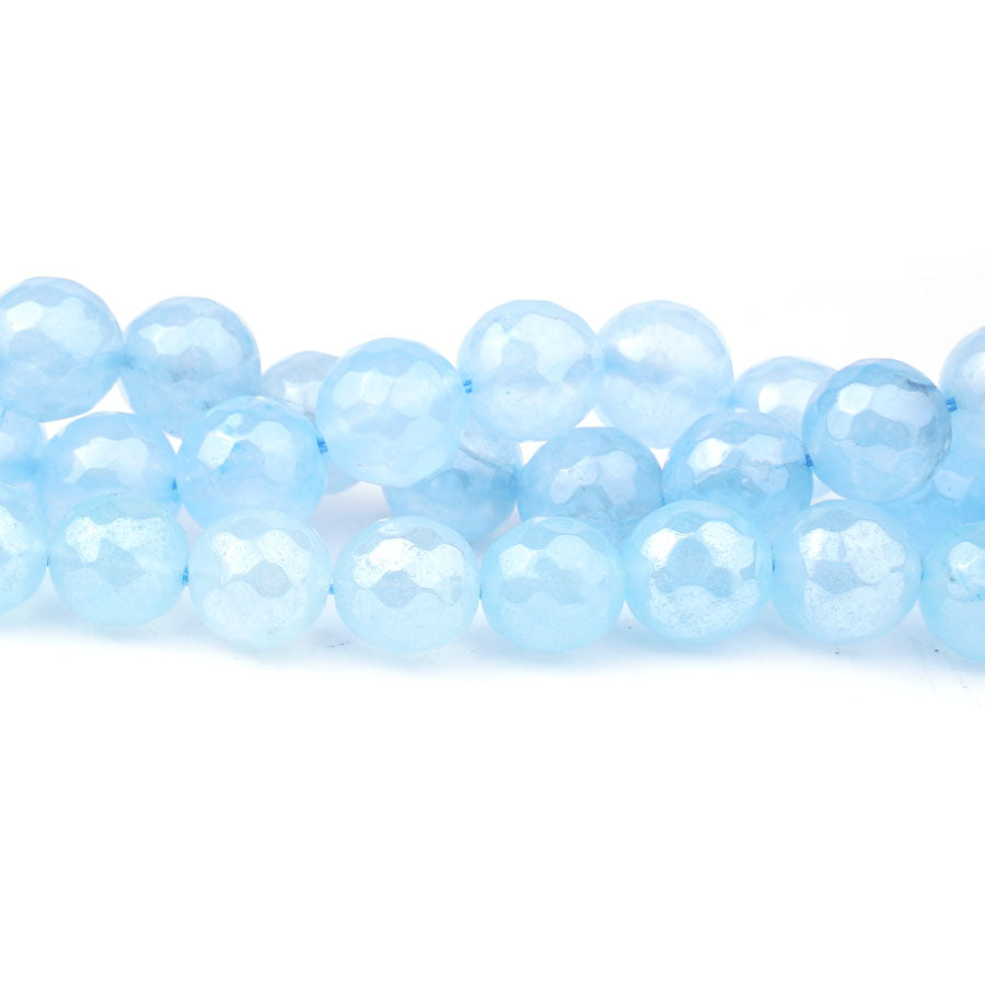 Jade 10mm Dyed Aqua Plated Round Faceted - Limited Editions - Goody Beads