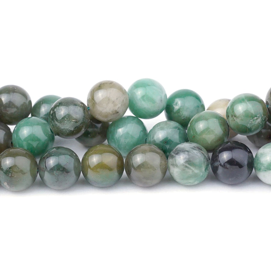 Jade 10mm Round Green Xinjiang - 15-16 Inch - Goody Beads