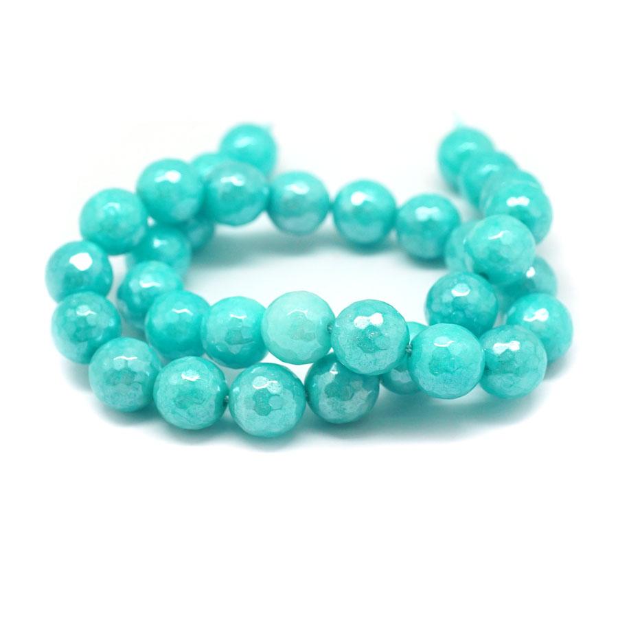 Dyed Jade Faceted Plated 12mm Round - 15-16 Inch