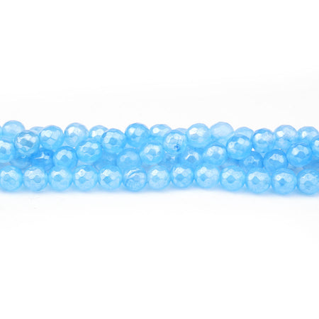 Jade 6mm Dyed Aqua Plated Round Faceted - Limited Editions - Goody Beads