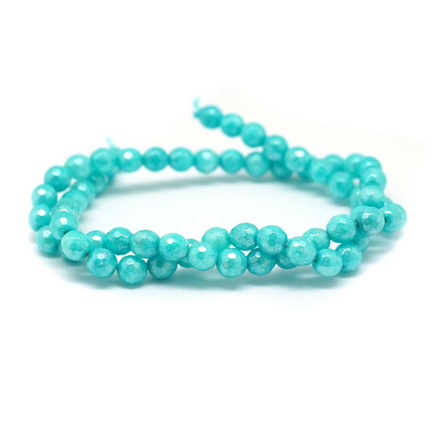 Dyed Blue Jade Faceted Plated 6mm Round - 15-16 Inch