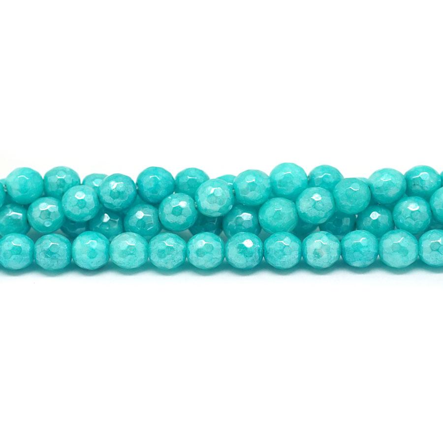 Dyed Blue Jade Faceted Plated 6mm Round - 15-16 Inch