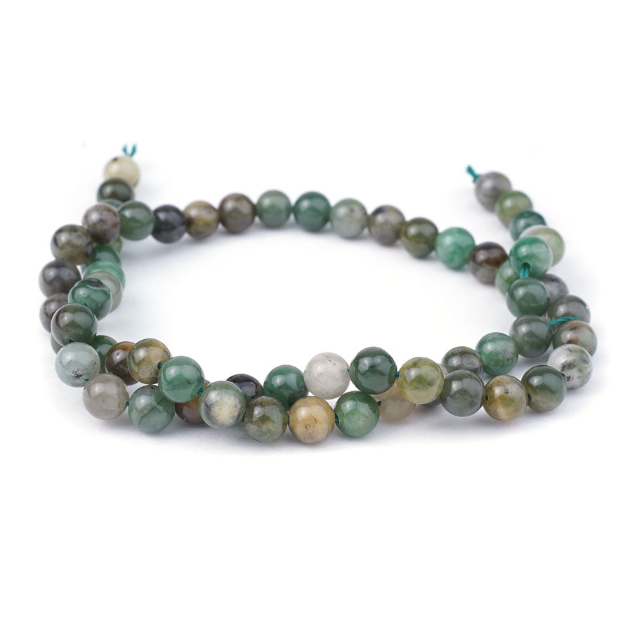 Jade 6mm Round Green Xinjiang - 15-16 Inch - Goody Beads