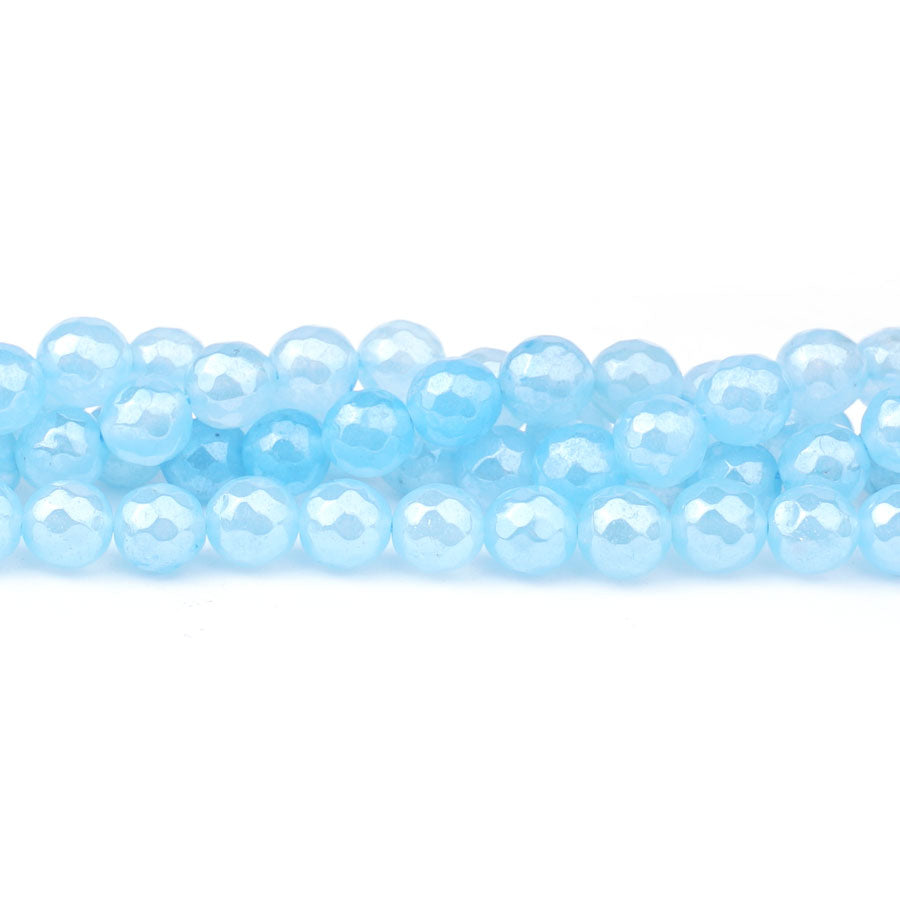 Jade 8mm Dyed Aqua Plated Round Faceted - Limited Editions - Goody Beads