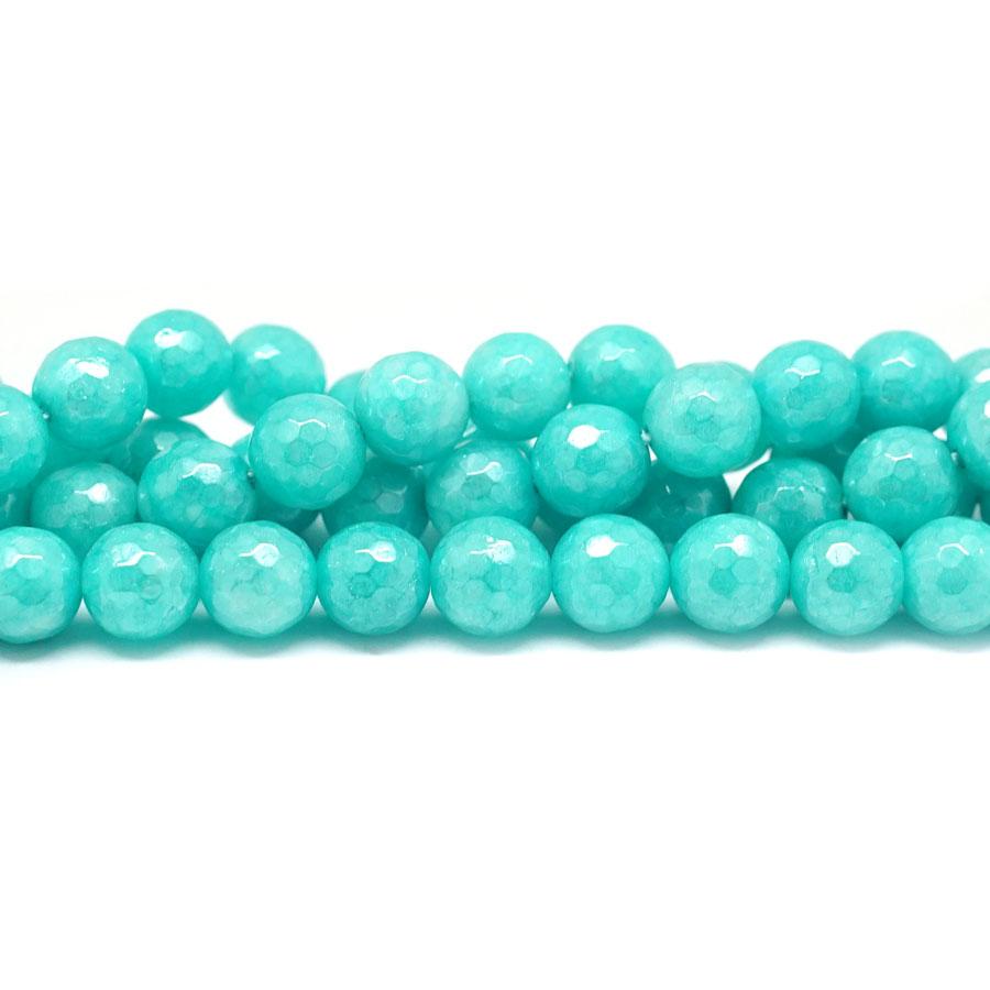 Dyed Blue Jade Faceted Plated 8mm Round - 15-16 Inch
