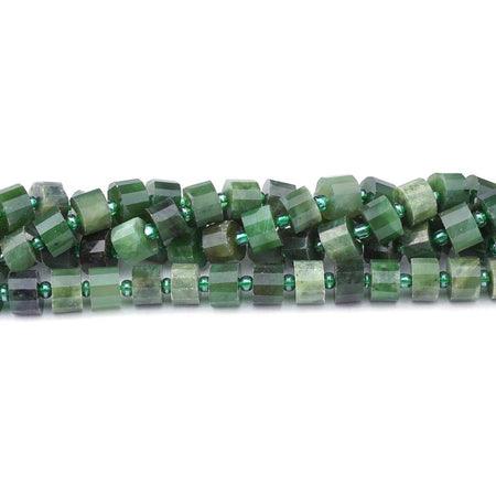 Jade 8x5mm Natural Tube Faceted - 15-16 Inch