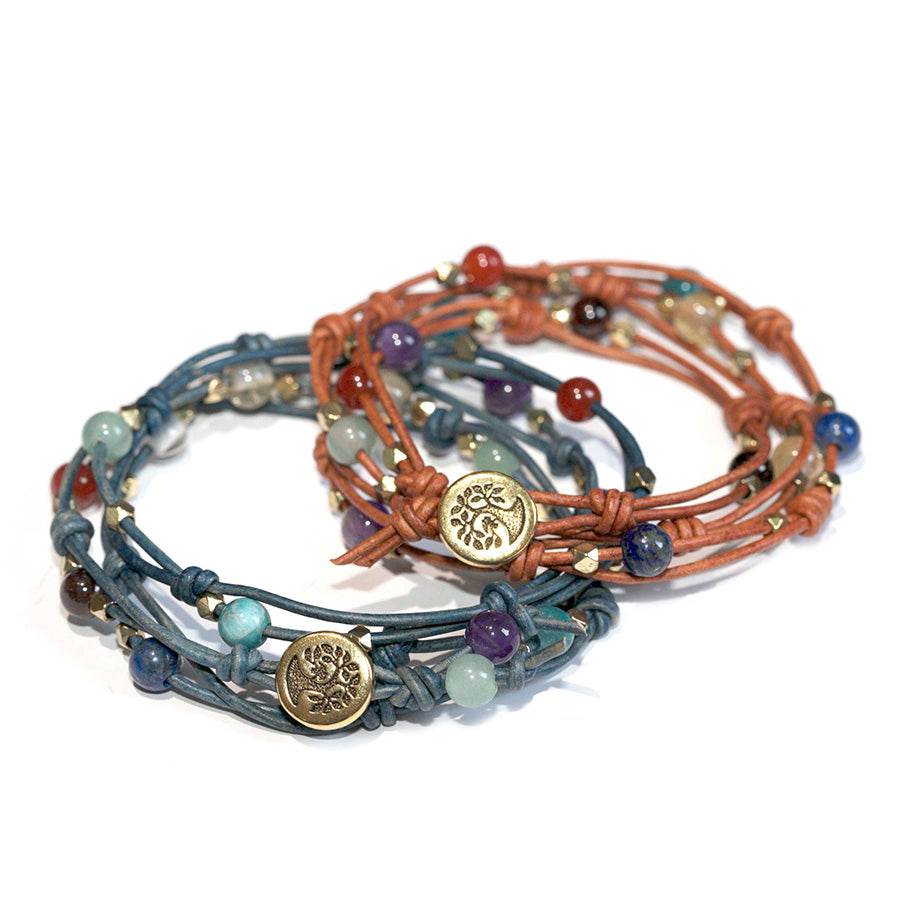 Knotty Triple Wrap Bracelet 2 Bracelet Set From Diakonos Designs - Chakra Gemstones