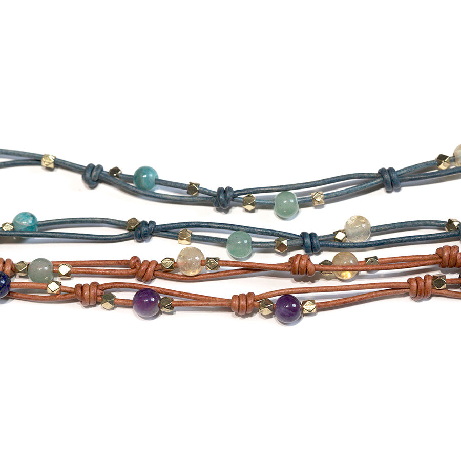 Knotty Triple Wrap Bracelet 2 Bracelet Set From Diakonos Designs - Chakra Gemstones