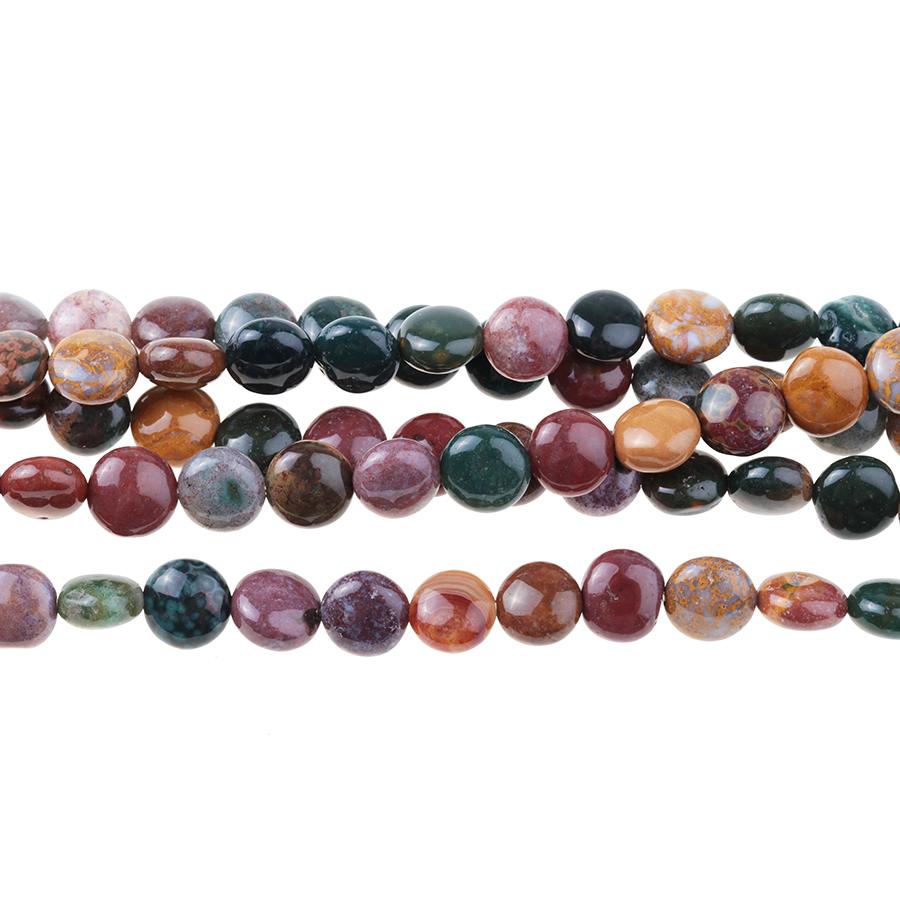 Kabamby Ocean Jasper 8mm Puff Coin 8-Inch - Goody Beads