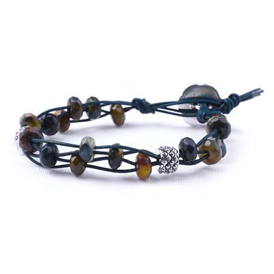 Stone Step Leather Bracelet Kit with Dakota Stones Gemstones – Pietersite - Goody Beads