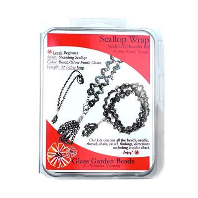 Scallop Wrap Beach with Silver Necklace Kit by Glass Garden Beads
