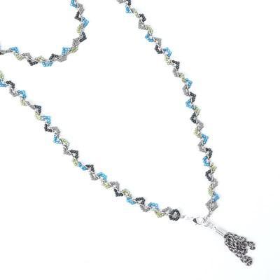 Scallop Wrap Blues with Silver Necklace Kit by Glass Garden Beads