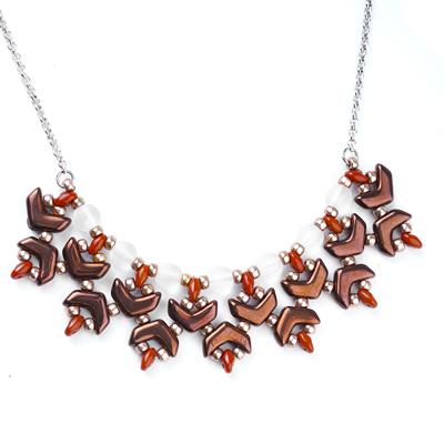 Bronze Chevron Bib Necklace with GoodyBeads’ Exclusive Adjustable Necklace Chain - Goody Beads