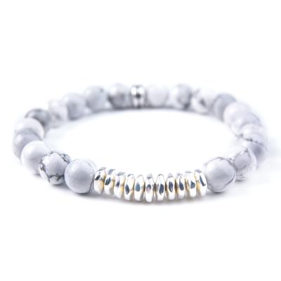 Howlite Gemstone Modern Beaded Stretch Bracelet Kit (featuring Dakota Stones & TierraCast) - Goody Beads