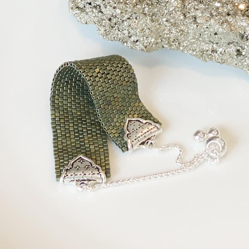 The Loft Adjustable Cuff Bracelet Kit - Green - Goody Beads
