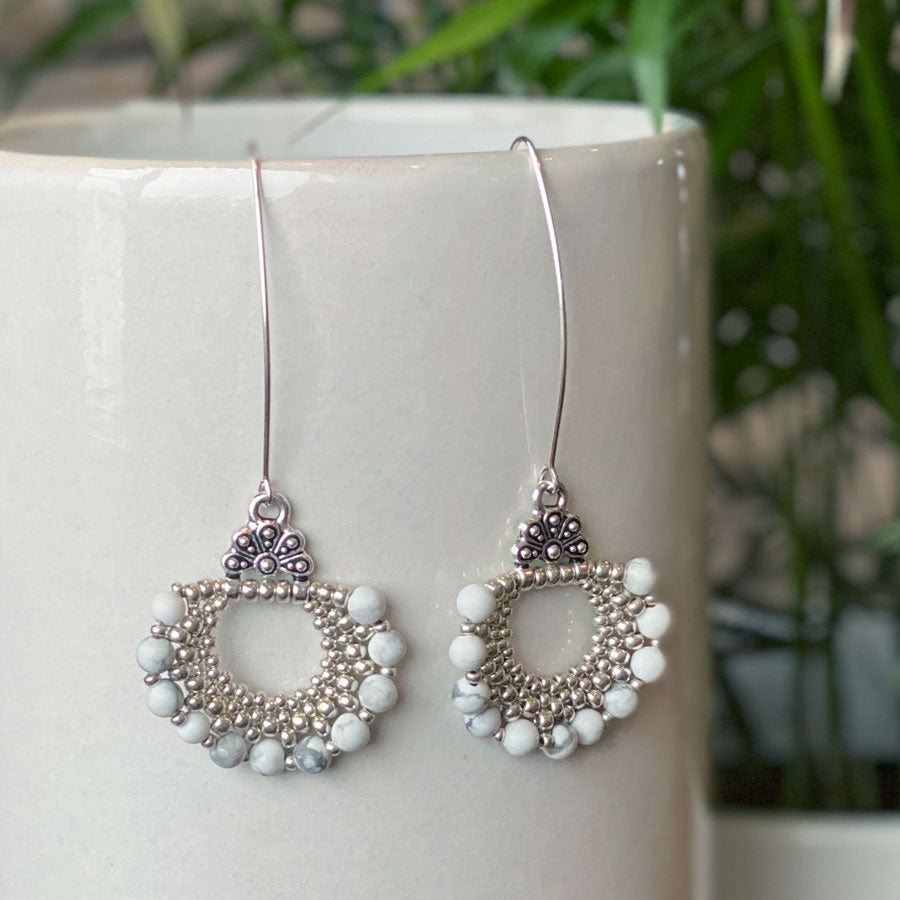 Bubbles Gemstone Earrings Kit - Matte Howlite - Goody Beads