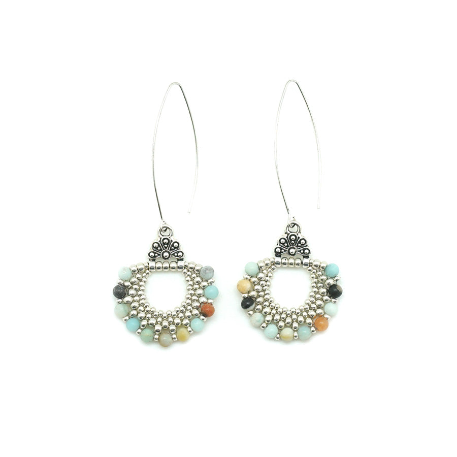 Bubbles Gemstone Earrings Kit - Matte Black Gold Amazonite - Goody Beads