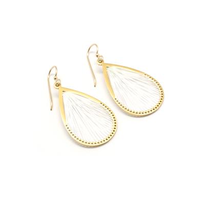 Threaded Petal Drop Earrings Kit - Gold/White - Goody Beads