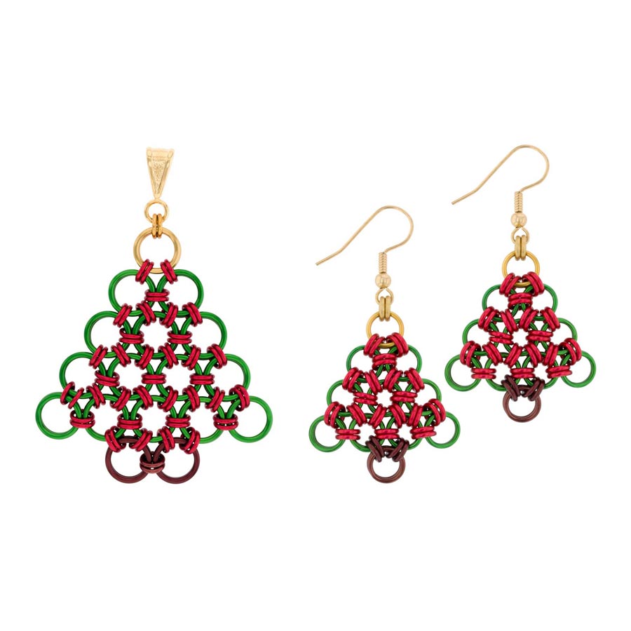 Peace on Earth Christmas Tree Pendant & Earring Kit - Goody Beads